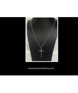 Rhinestone Cross Necklace 3&quot; Pendant 17&quot; Silver Chain  - $7.99