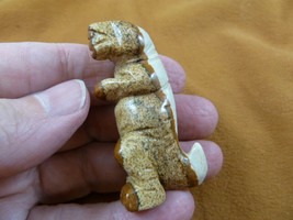 (Y-DIN-TY-564) Tan Dino T-REX Tyrannosaurus Dinosaur Gemstone Carving Figurine - $14.01