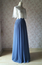 DUSTY BLUE Full Tulle Skirt Dusty Blue Wedding Tulle Skirt Outfit Plus Size image 2