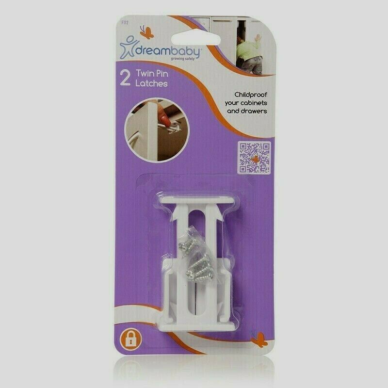 Dreambaby L112 TWIN PIN LATCH Cabinet Drawer Door Child Baby Safety Lock 2pk NEW