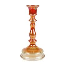 Imperial 635 Spindle Marigold Carnival Candlestick, Antique 1924 Rubigol... - $14.85