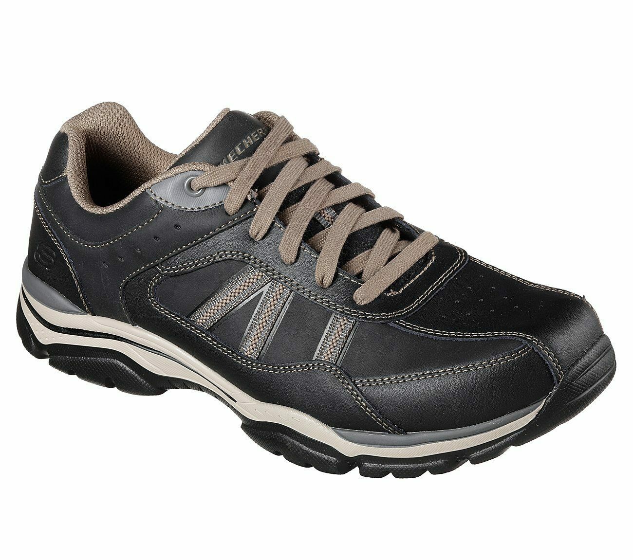 Skechers Extra Wide Fit Black shoes Men Memory Foam Sporty Casual ...