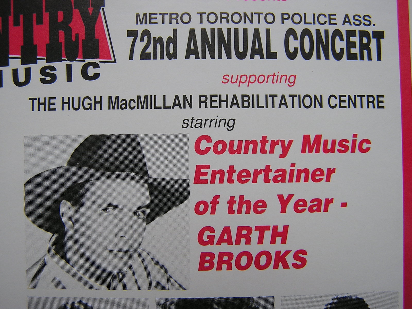 GARTH BROOKS 1991 Toronto Maple Leaf Gardens Poster Police Benefit 20*