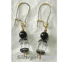 Lead crysatal clear black gold earrings thumb200
