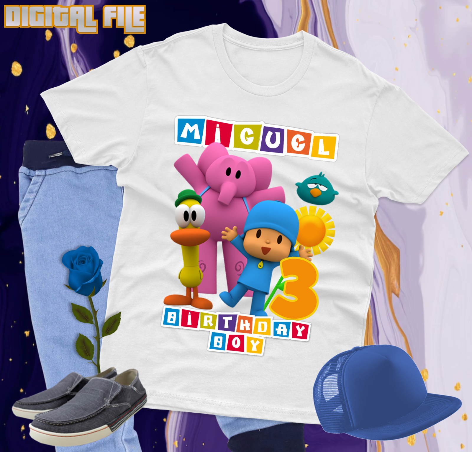 Pocoyo Birthday Shirt, Pocoyo Iron On, Personalized Shirt Pocoyo ...