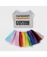 Everyone Welcome #TakePride Rainbow Pet Outfit Costume with Tutu, Large - $17.82