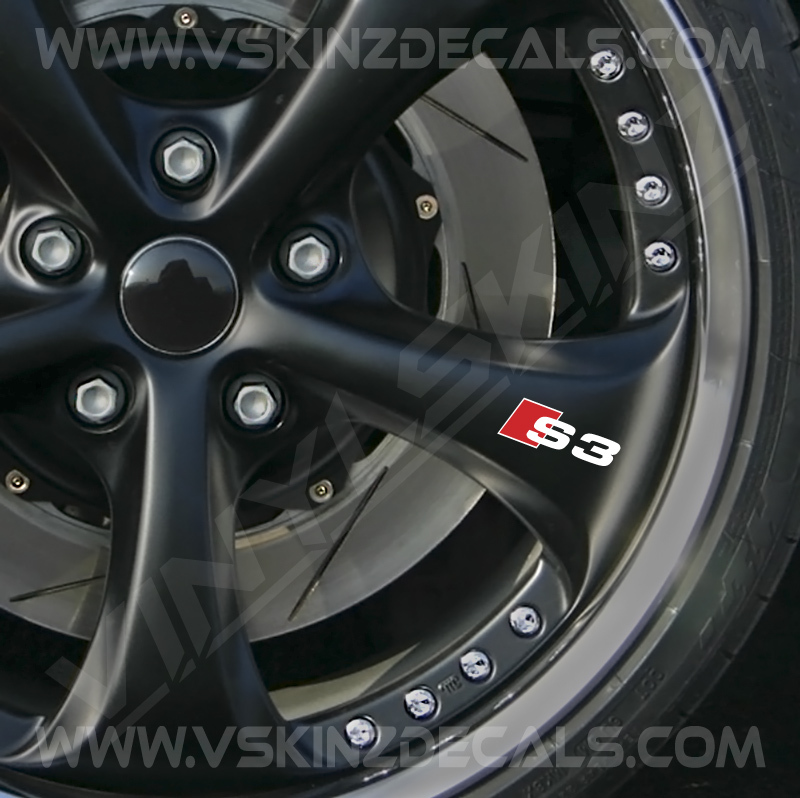 Audi S3 Logo Premium Quality Cast Wheel Decals Kit Stickers S-line Quattro A3