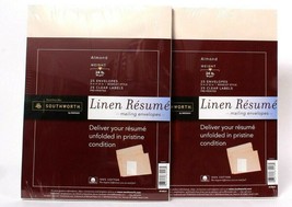 2 Packs Southworth By Neenah Linen Resume 25 Ct Mail Envelopes & Labels Almond