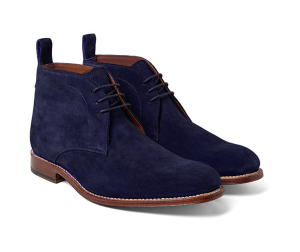 Blue Color Rounded Toe Chukka Suede Leather Handmade Stylish Lace Up Men Boots