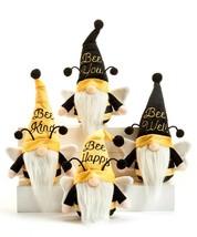 Bee Gnomes w Sentiment Set of 4 Plush Polyester Antennae and Wings 9" High
