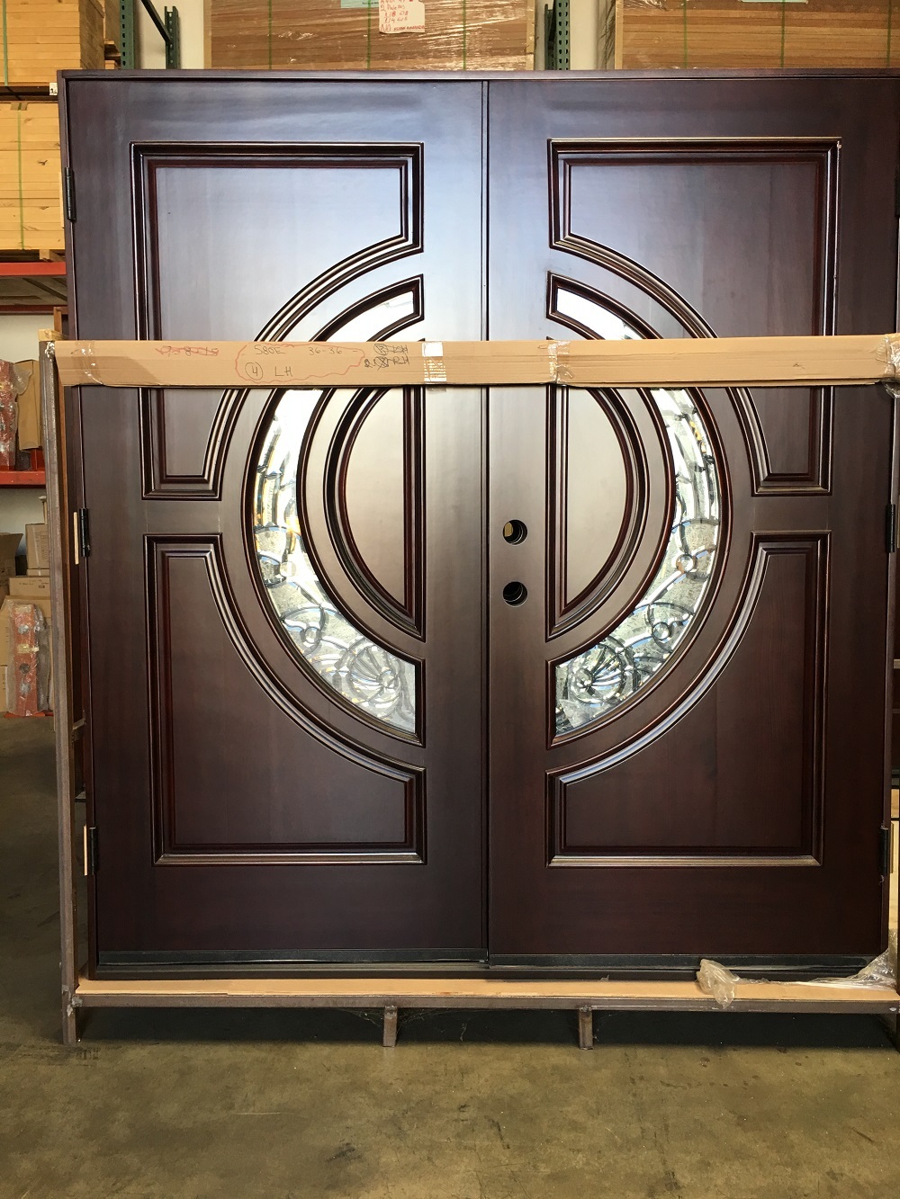 Mahogany Double Exterior Front Entry Wood Door 580E 32