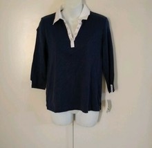 Karen Scott Women&#39;s 3/4 Sleeve V-neck Blue Shirt  PM - $21.52