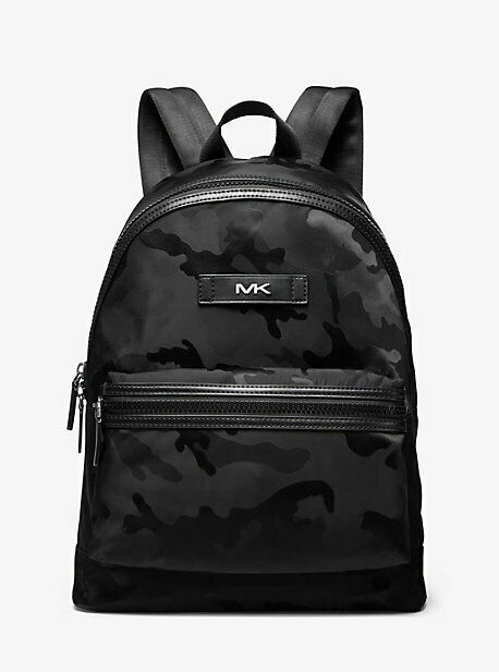 NWB Michael Kors Kent Black Camouflage Nylon Backpack 37S0LKNB2U $398 Dust Bag