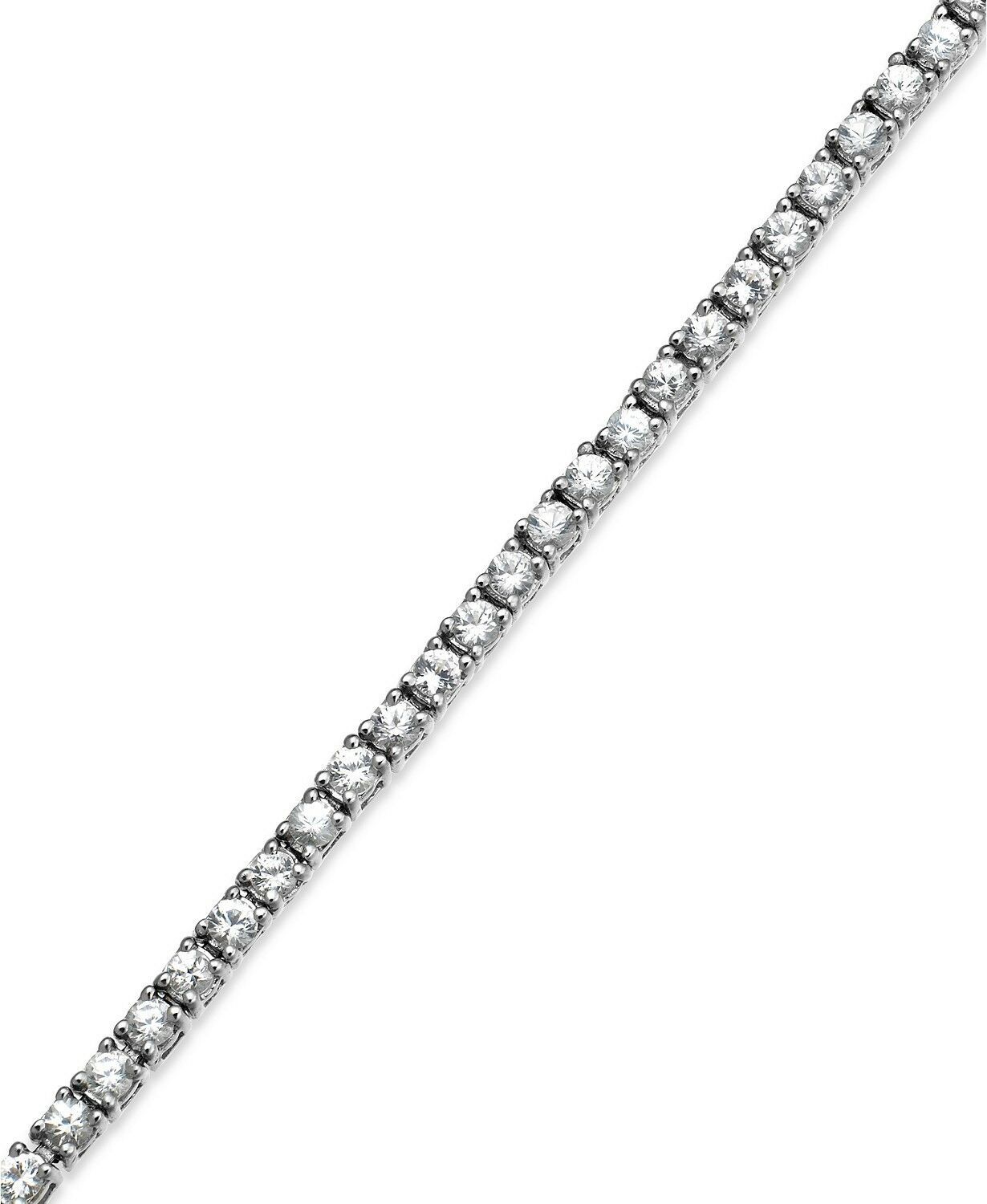 14K White Gold Plated CZ S Tennis Style Necklace