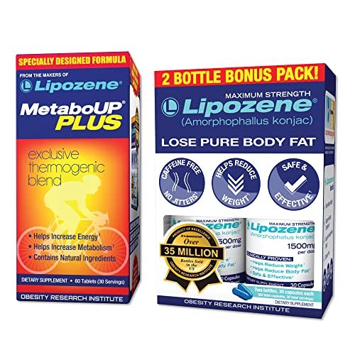 Primary image for Lipozene Weight Loss Pills Double Pack and MetaboUp Plus Thermogenic Supplement 
