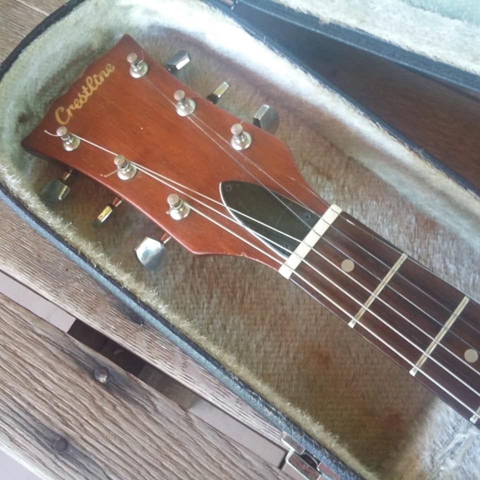 REDUCED Vintage Crestline Electric Guitar 70s Dark Wood with Vantage
