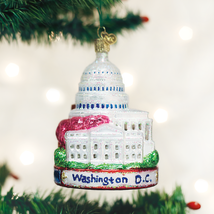 OLD WORLD CHRISTMAS WASHINGTON D.C. U.S. CAPITAL GLASS CHRISTMAS ORNAMEN... - $25.88