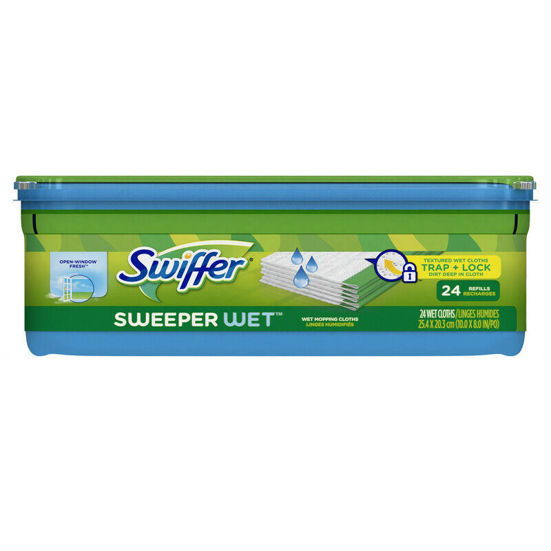 Swiffer Sweeper Wet Open Window Fresh Scent Floor Cleaner Refill Clothes 24 pk