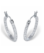 ROUND DIAMOND ACCENTED HOOP EARRINGS PLATINUM STERLING SILVER - $189.99