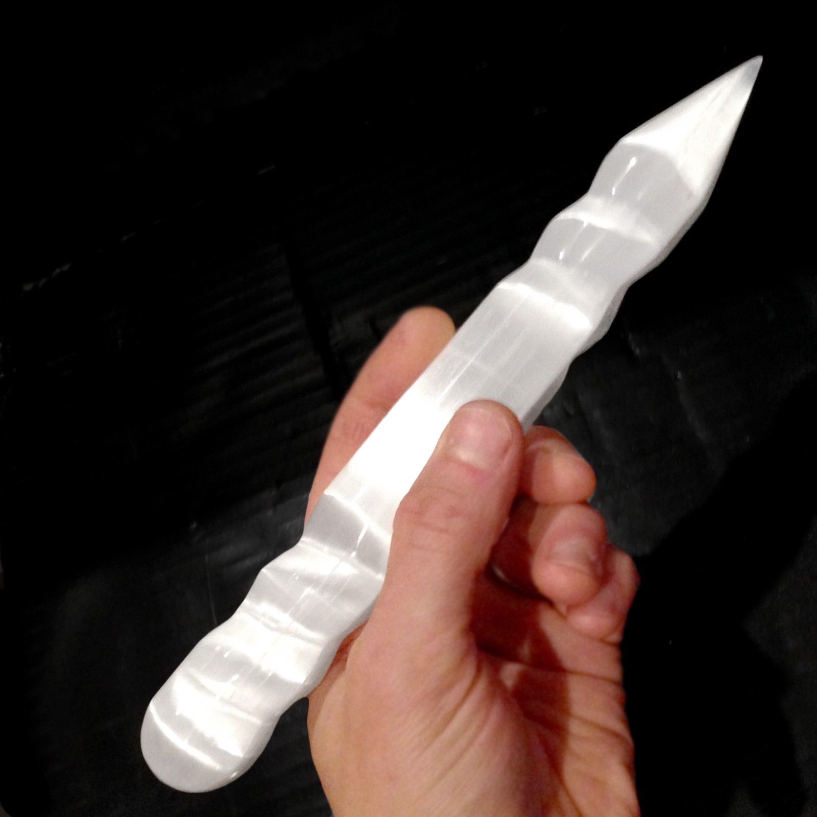 8 Selenite Crystal Massage Wand Spiral Polished Point Tip Reiki Energy Charged Crystals