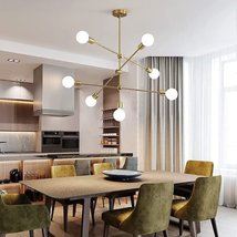 Modern Gold Sputnik Chandelier Light Fixture 7 Light Mid Century Pendant Light f image 3