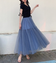 Women RED Polka Dot Tulle Skirt High Waisted Red Holiday Tulle Skirt Custom Size image 8