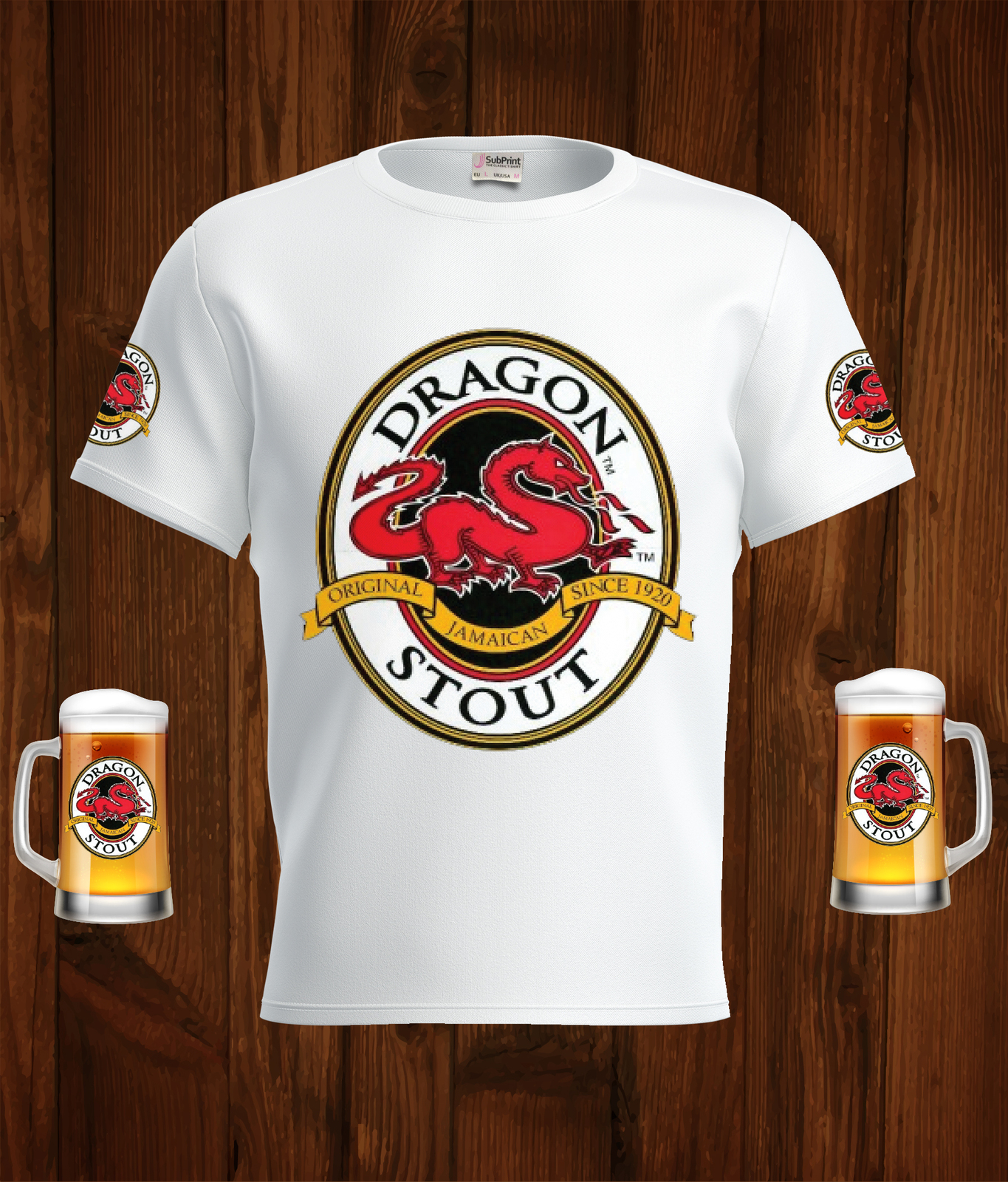 Dragon Stout Beer Logo White Short Sleeve  T-Shirt Gift New Fashion