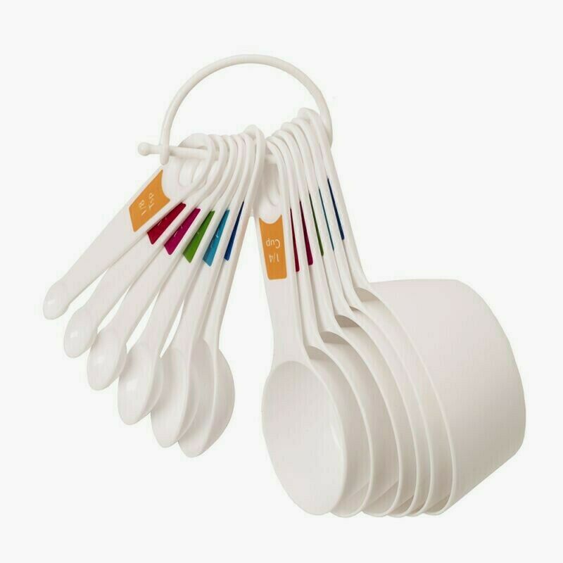 Lifetime Brands Farberware MEASURING SPOON & CUP SET Plastic White Ring 5216060