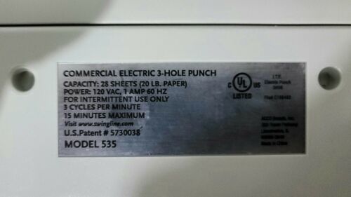 Primary image for Swingline Model 535 3-Hole Electric Punch, 44121621