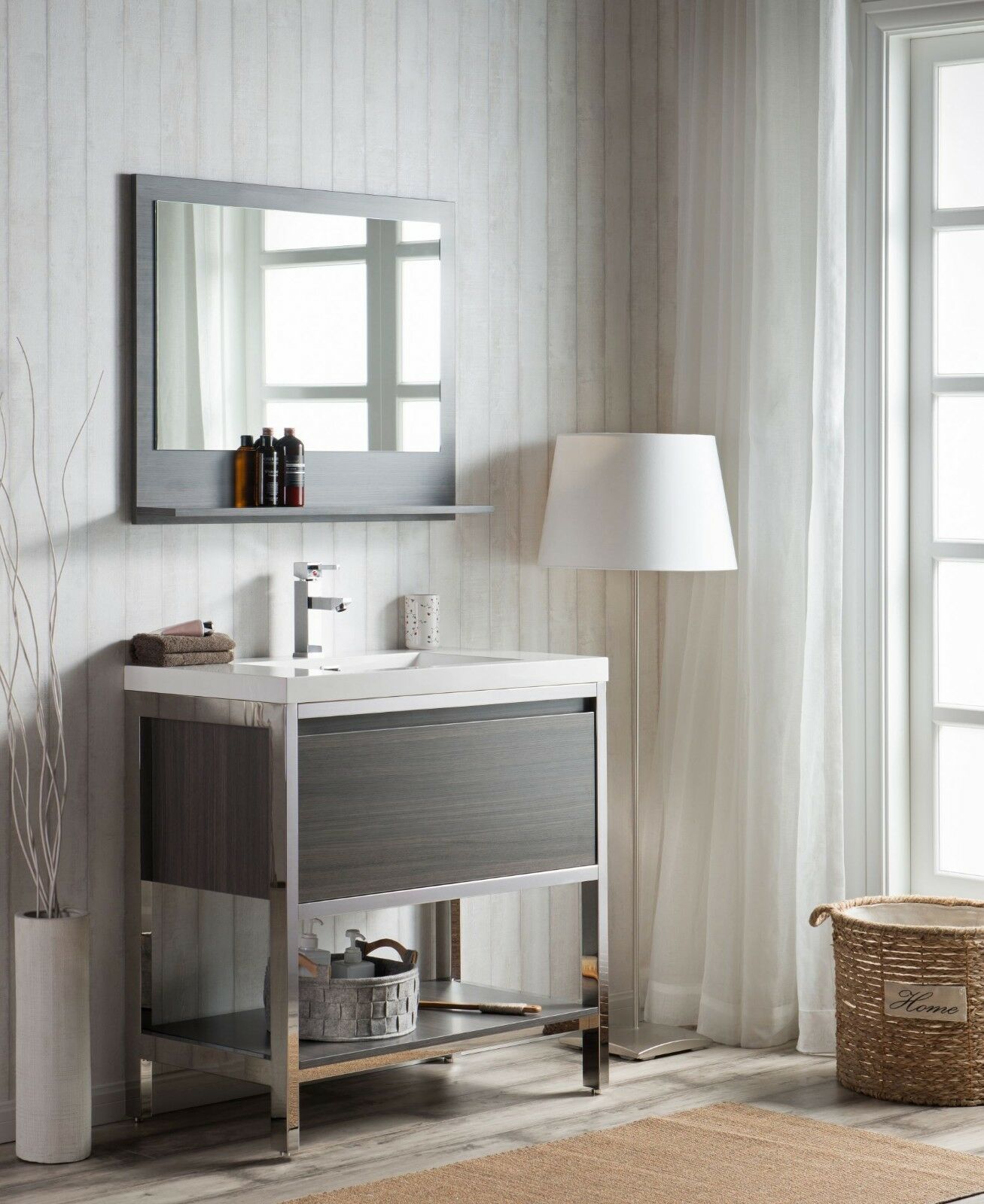 Moreno Bath 36" Bathroom Vanity Free Standing Chrome Frame ...