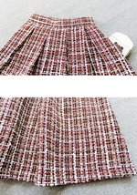 A-line Winter Tweed Skirt Outfit High Waisted Plus Size Burgundy image 5