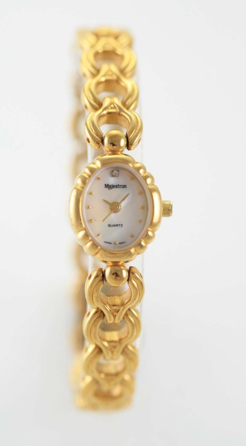 Majestron Watch Womens Abalone Shell Stainless Steel Gold Battery ...