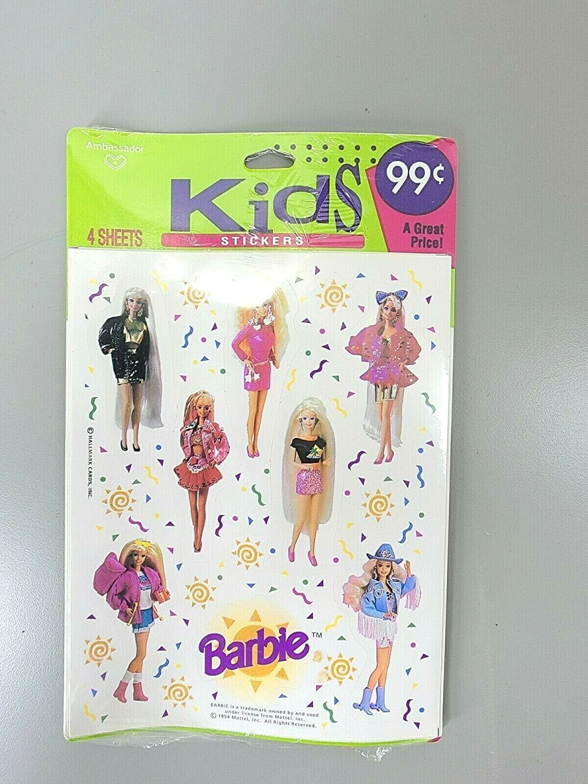 Vintage Ambassador Hallmark Barbie Kids Stickers 4 sheets - $8.99