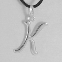 18K WHITE GOLD PENDANT CHARM INITIAL LETTER K, MADE IN ITALY 0.9 INCHES, 22 MM image 1