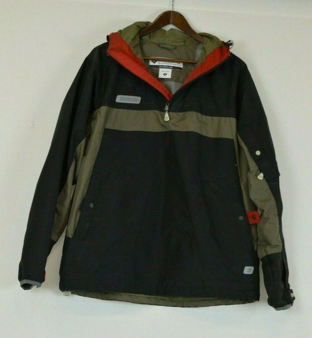 Columbia Vintage Black Pullover Nylon Jacket Coat Mens Medium RN 69724 ...