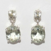 GREEN AMETHYST Earrings Natural Gemstone 925 Sterling Silver Handmade Je... - $80.74