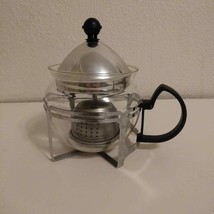 Tea Infuser Pot for 2 Cups Clear Glass Jar with Metal Filter and Plastic... - $13.85