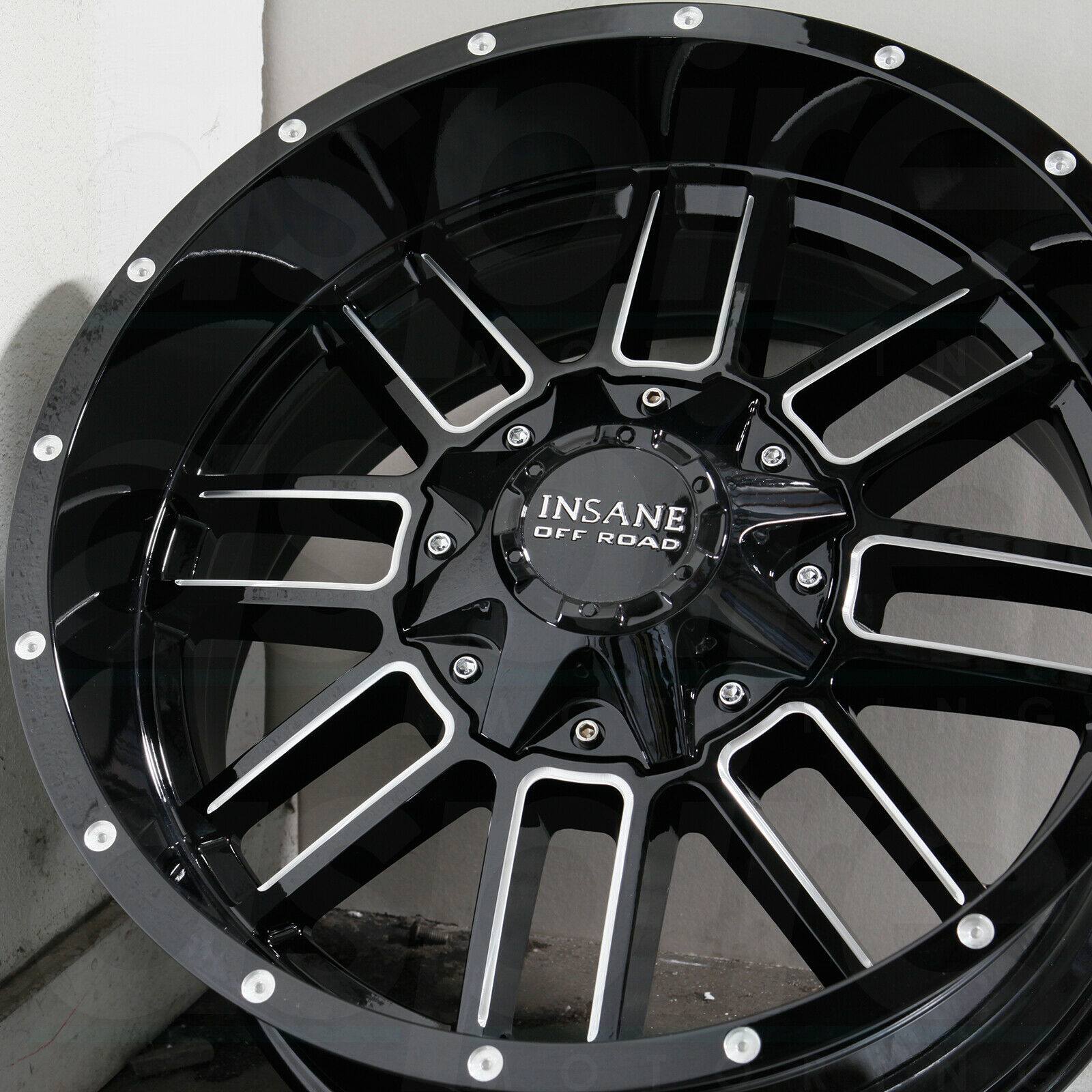 20x10 Insane IO-07 8x6.5/8x165.1 -24 Gloss Black Milled Wheels Rims Set ...