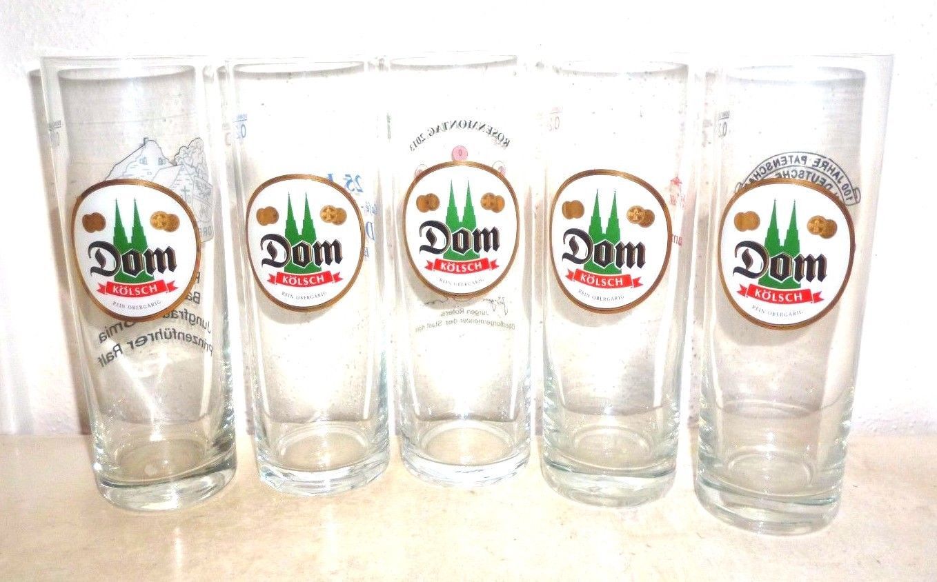 5 Dom Kolsch Cologne Varieties German Beer Glasses - Germany