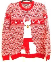 33 Degrees Llama Red White Ugly Christmas Sweater Size Medium Mens Unise... - $24.99