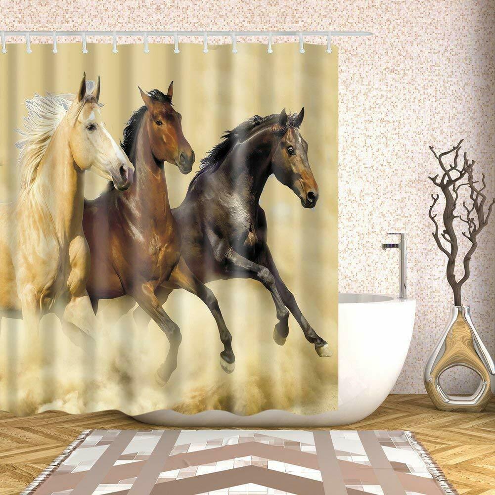 Horse Horses Gallop Beautiful Country Waterproof Fabric Shower Curtain ...