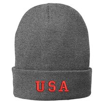Trendy Apparel Shop USA Red Embroidered Winter Knitted Long Beanie - Grey - $14.99