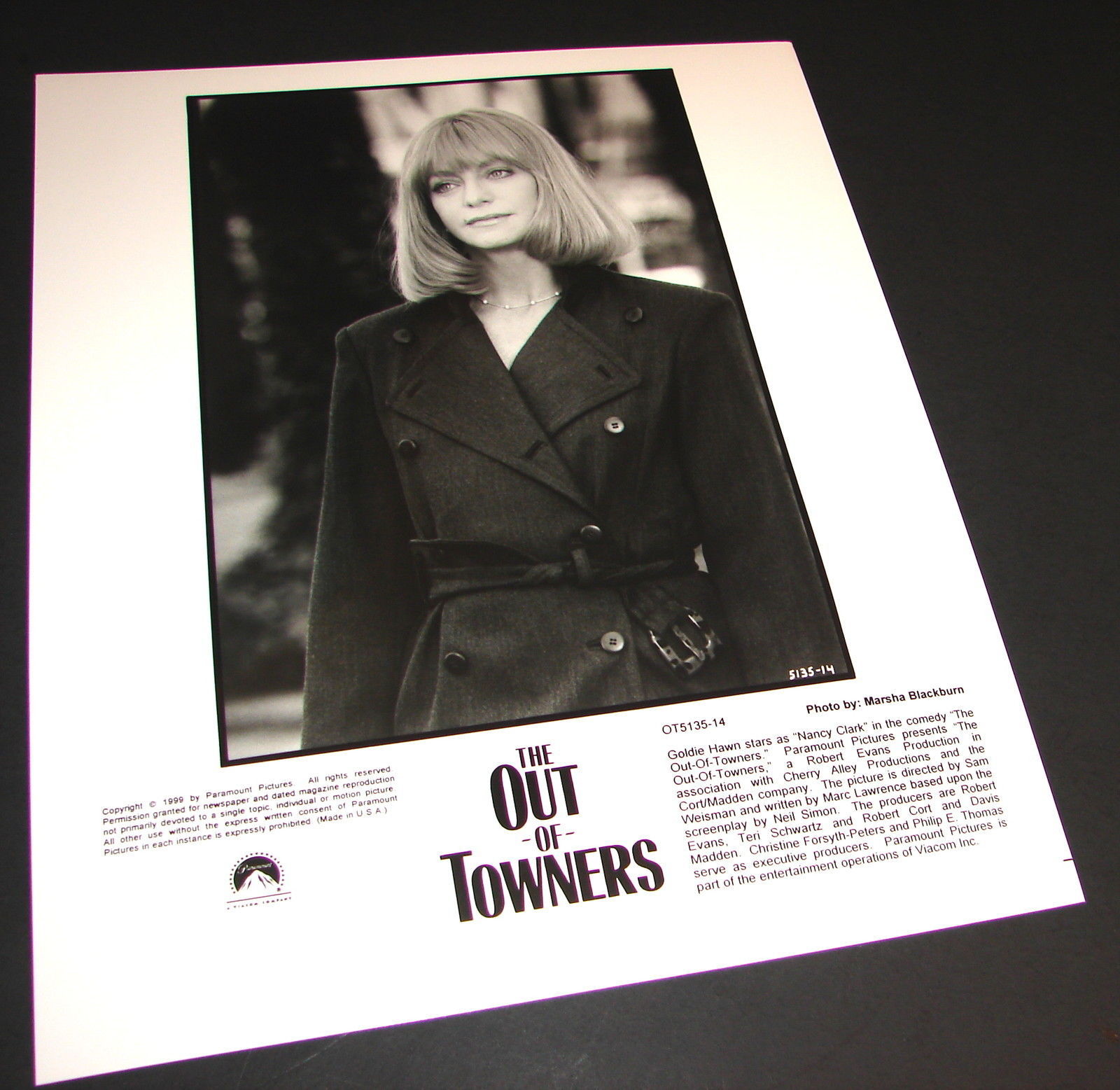 Primary image for 1999 Movie THE OUT OF TOWNERS Press 8x10 Photo Goldie Hawn OT5135-14