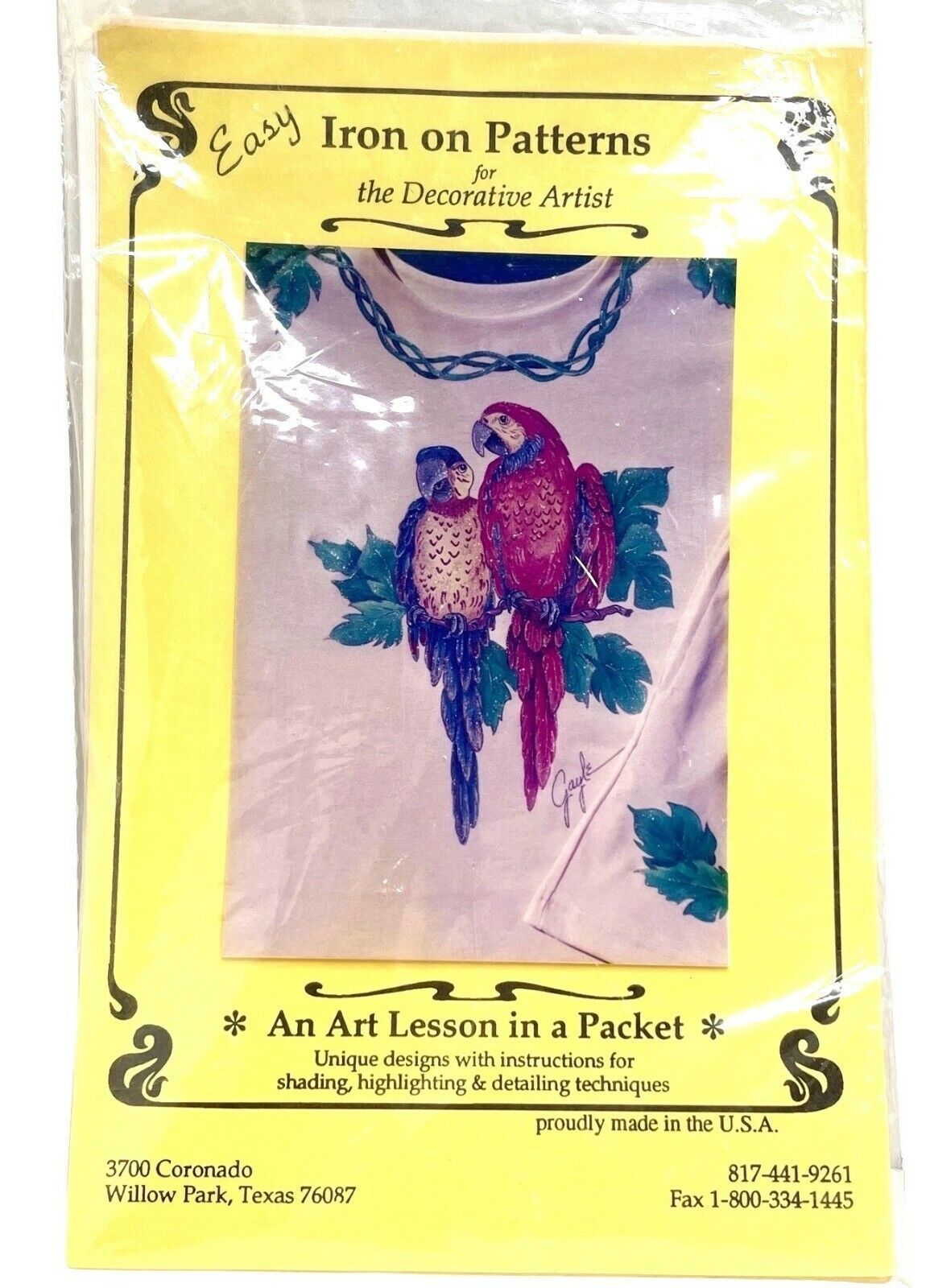 Patterns by Gayle PARROTS Iron On Transfer Pattern An Art Lesson in a