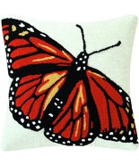 C&amp;F Home ~ Monarch Butterfly ~ 18&quot; x 18&quot; ~ Cotton/Linen ~ Hooked Pillow ... - $24.00