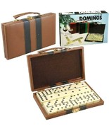 Domino Double Six - Ivory and Black Tilex with Metal Spinners Deluxe Tra... - $14.83