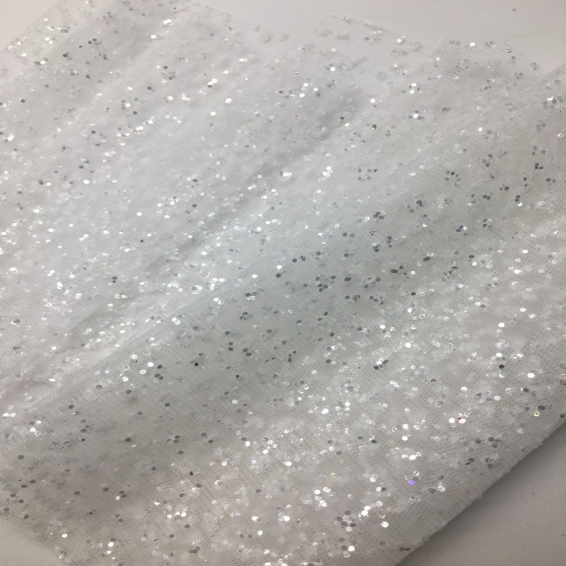 5YDS - SPARKLING OFF-WHITE GLITTER SEQUINS MESH TULLE FABRIC WIDTH 52 ...