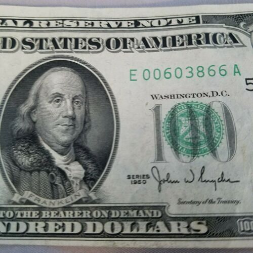 Series 1950 (1) ONE HUNDRED DOLLAR BILL..$100.00 -Low serial number ...