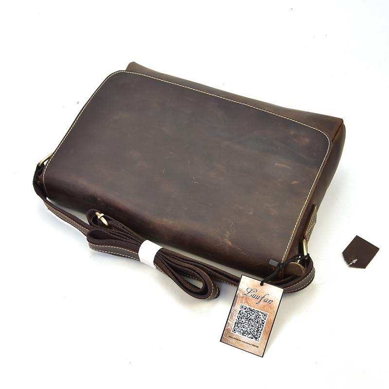 Vintage crazy horse leather messenger bag A4 Genuine leather shoulder bag Men's Accessories