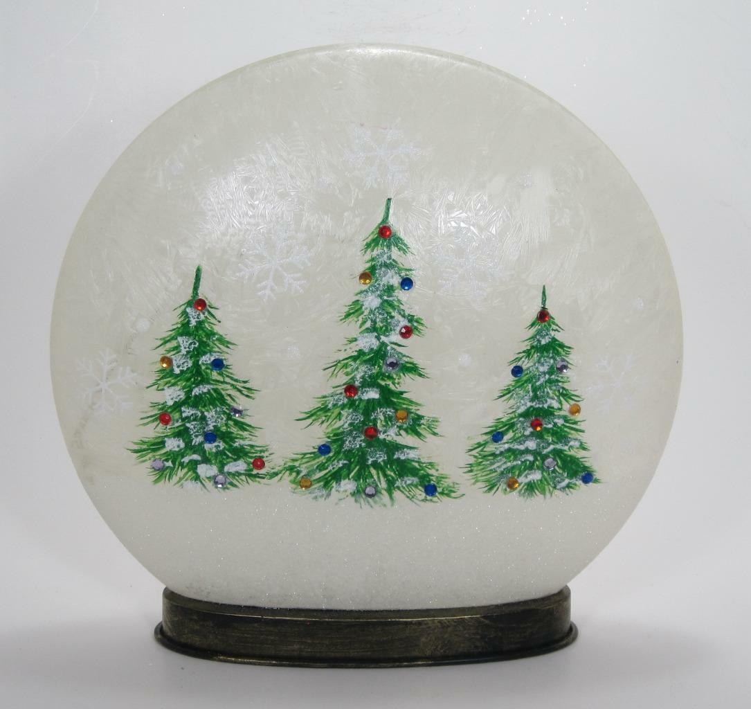 10" LED Lighted Frosted Glass Globe Christmas Tree Winter Scene Holiday